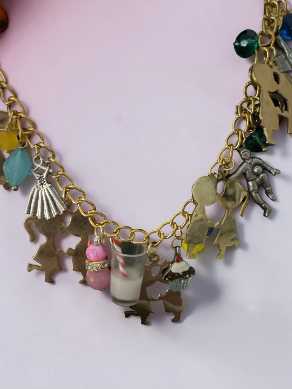 Vintage-Inspired Gold Tone Multi-Charm Necklace • Whimsical Statement Jewelry